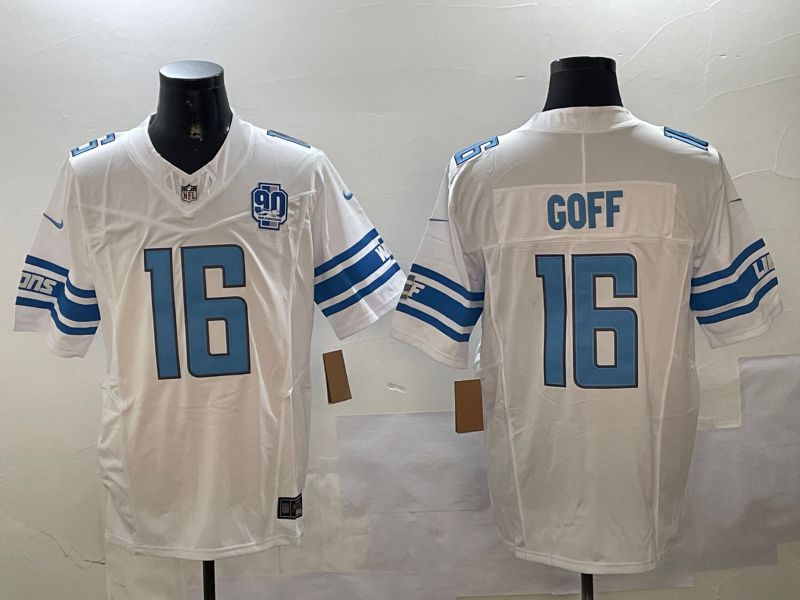 Men Detroit Lions #16 Goff White three generations 2024 Nike Limited NFL Jersey style 3